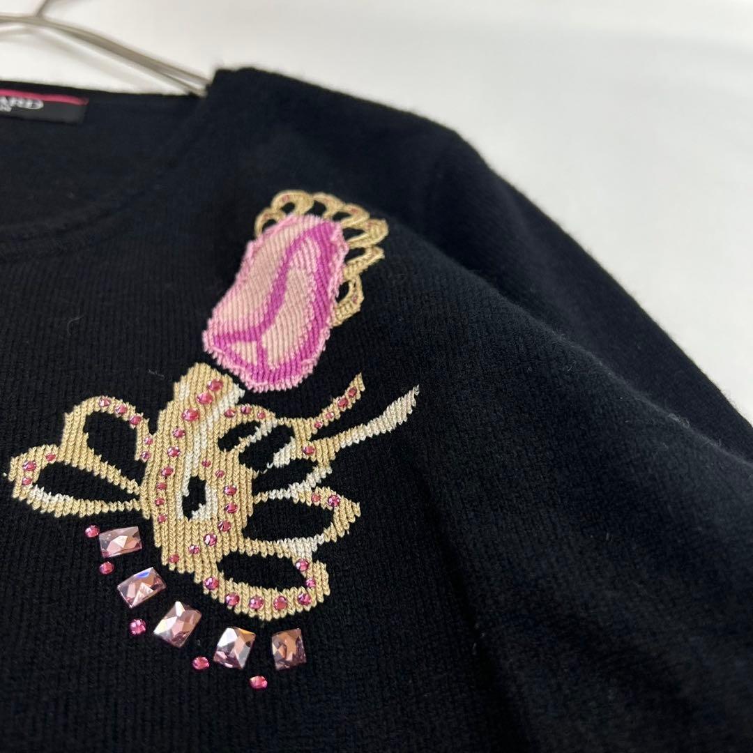 P242 美品 M レオナール カシミヤ カーディガン ブラック レディース