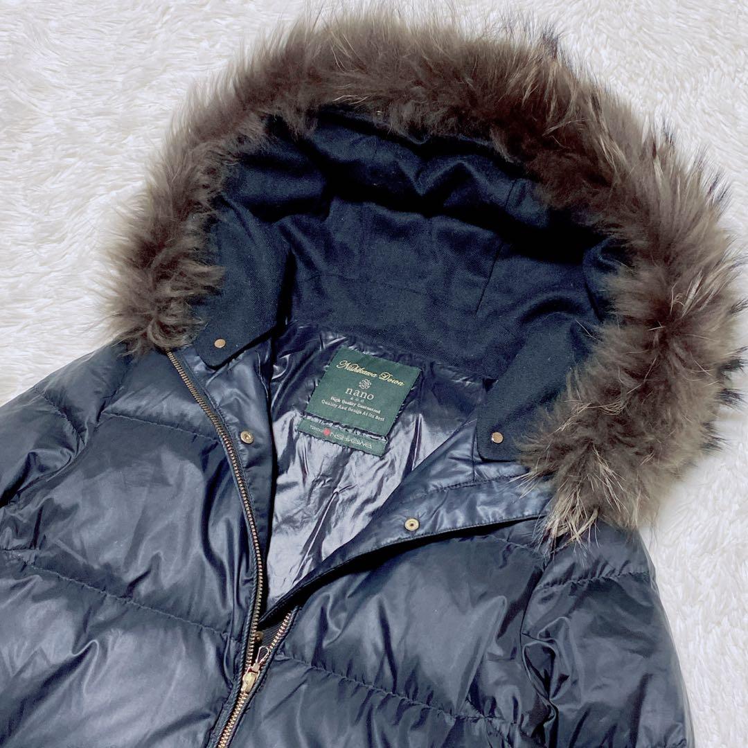 人気✨ナノユニバースx西川ダウン ロングダウンコート ラクーンファー