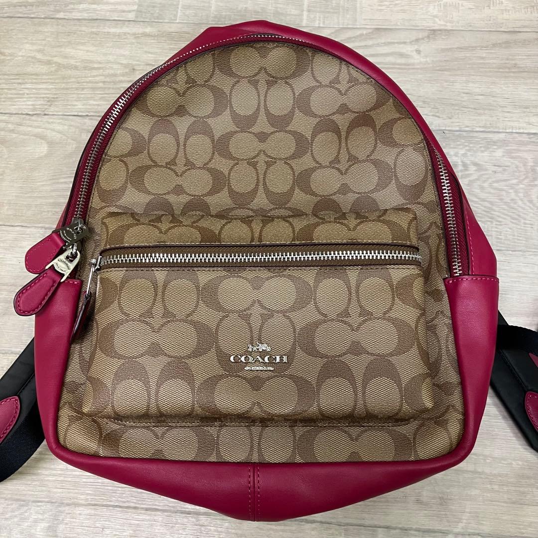美品 COACH バックパック リュック シグネチャー ピンク 中古・古着通販】COACH (コーチ) リュック シグネチャー ブラウン
