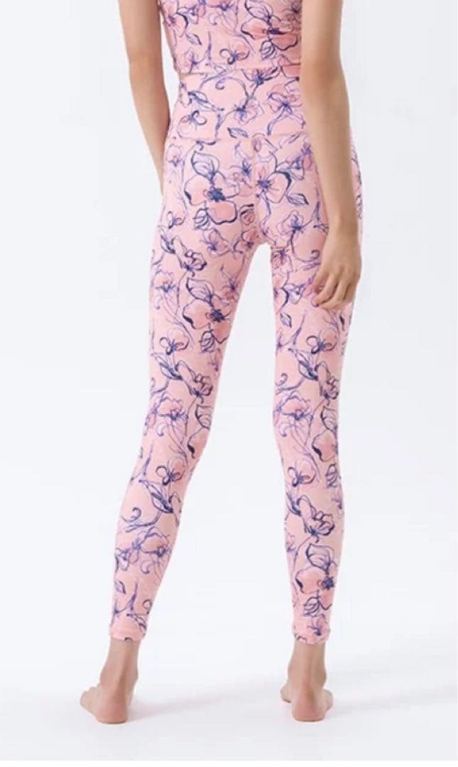 SUKALA フラワープリントレギンス lava リントスル サーモンピンク