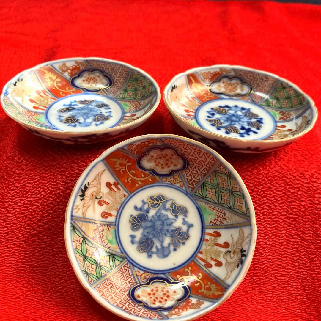 古伊万里 富貴長春 豆皿 赤絵 染錦 金彩色絵 染付 鶴絵 - メルカリ