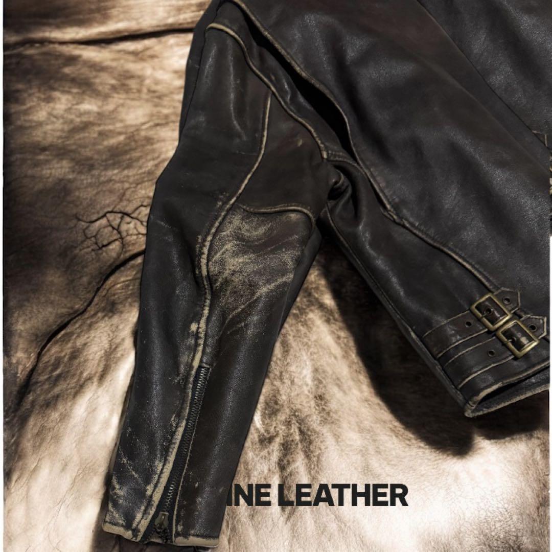 肉厚×短丈】牛革 シングル レザー バイカージャケット 中綿 キルティング