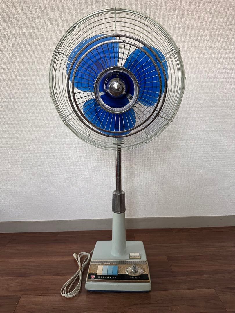 昭和レトロ ナショナル 扇風機 青3枚羽根 タイマー付 動作良好 - メルカリ