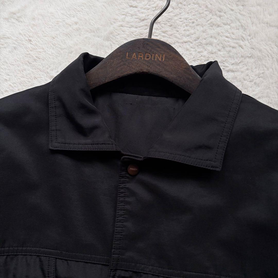 美品】プラダスポーツ 中綿ジャケット トラッカー型 ロゴラバータグ 黒