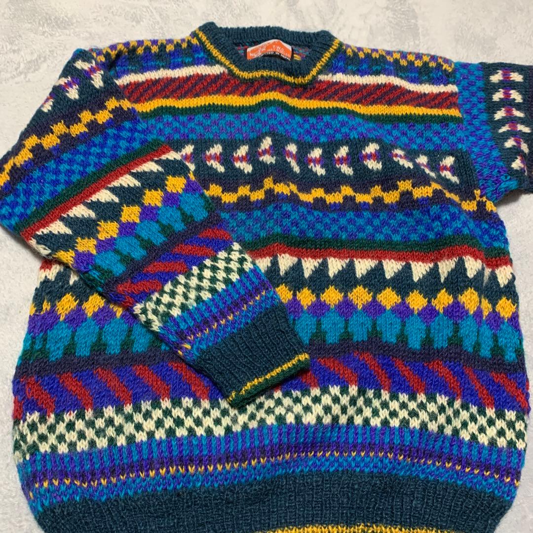 カラフル ネパール ニット セーター 手編み - メルカリ