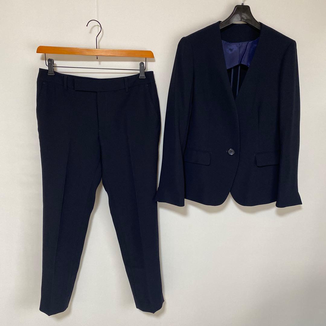 ディースタイル パンツスーツ 42 W80 ストレッチ 営業職 Vカラー DMW 洗える】タテヨコストレッチテーラードパンツスーツ（ジャケット＋9分