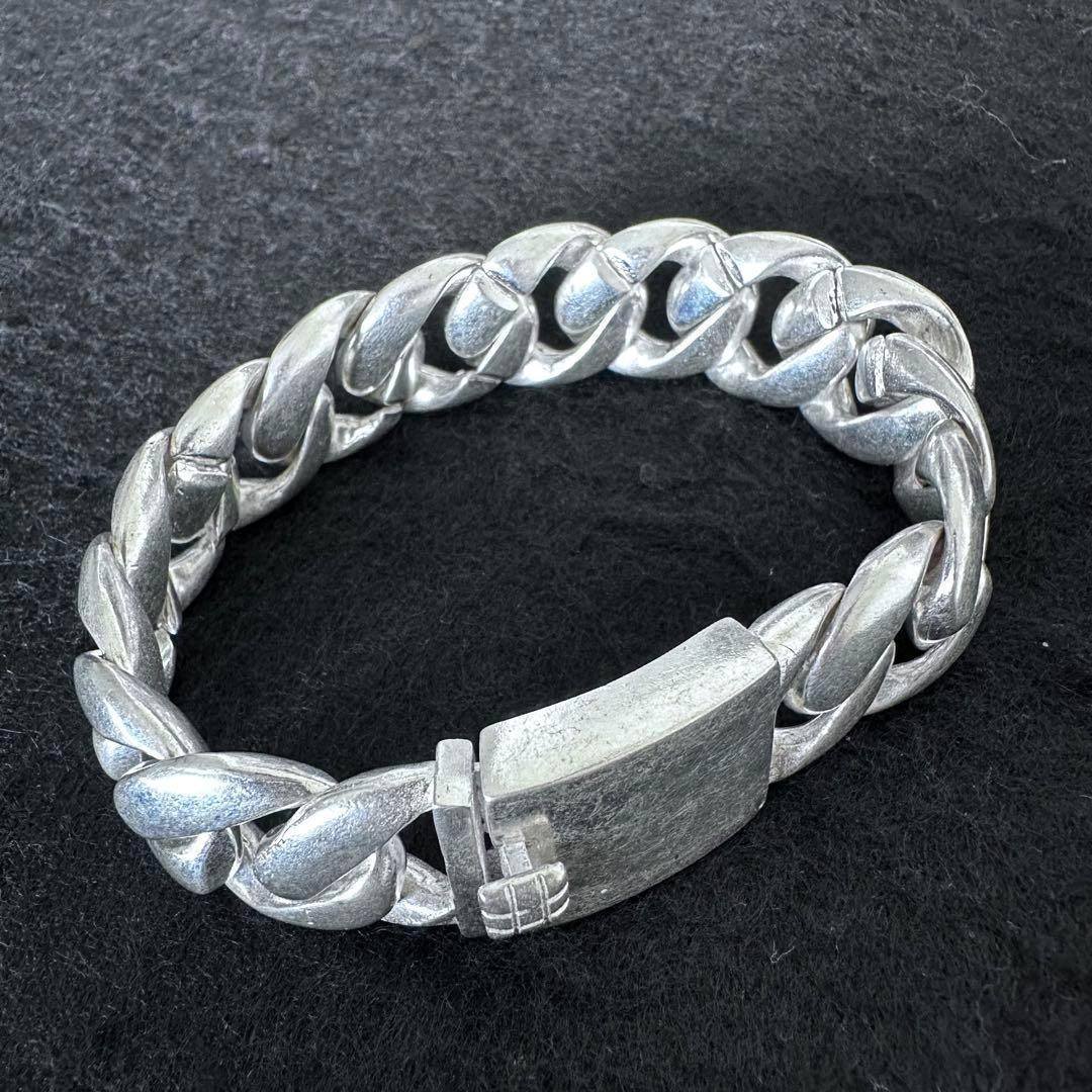 超重厚 117g80sヴィンテージ ブレスレット　シルバー925 ヴィンテージ925スターリングシルバーブレスレット。長さ：17.8cm / 7
