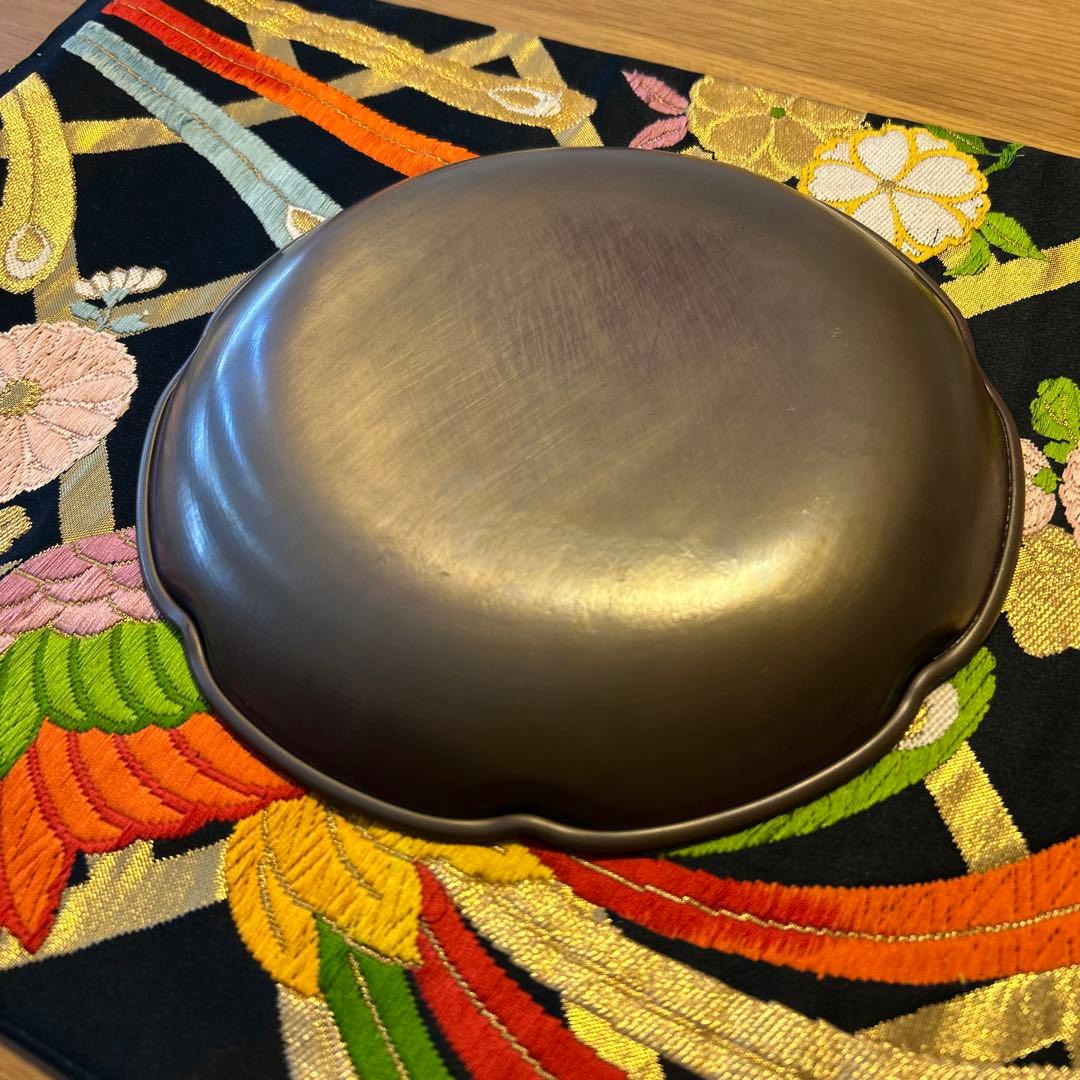 銅製 菓子皿 鎚起銅器 金属工芸品 ふぐ模様