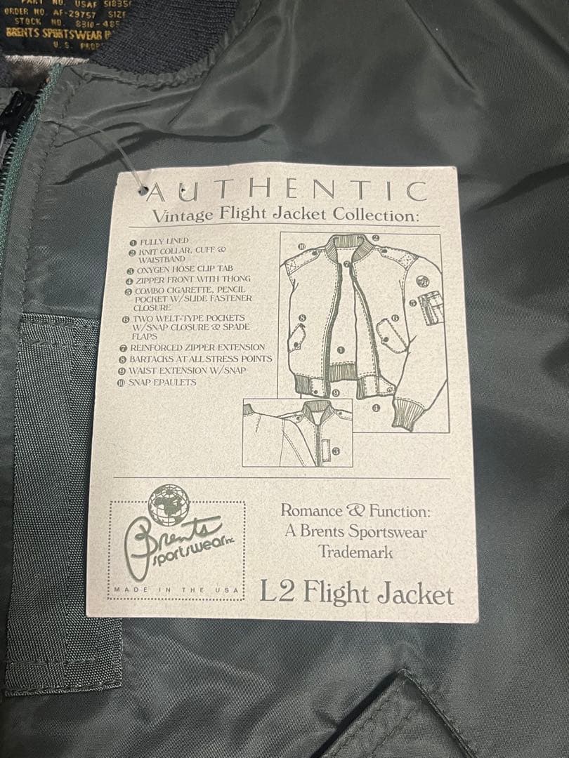 希少 90s 未使用USA製 Brents L-2B MA1 SMALL - メルカリ