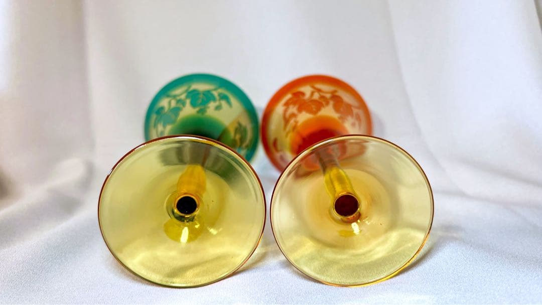 鸛《美品》現代の名工 黒木国昭 綾工房 ワイングラスペア＆ぐい呑みペア切子ガラス