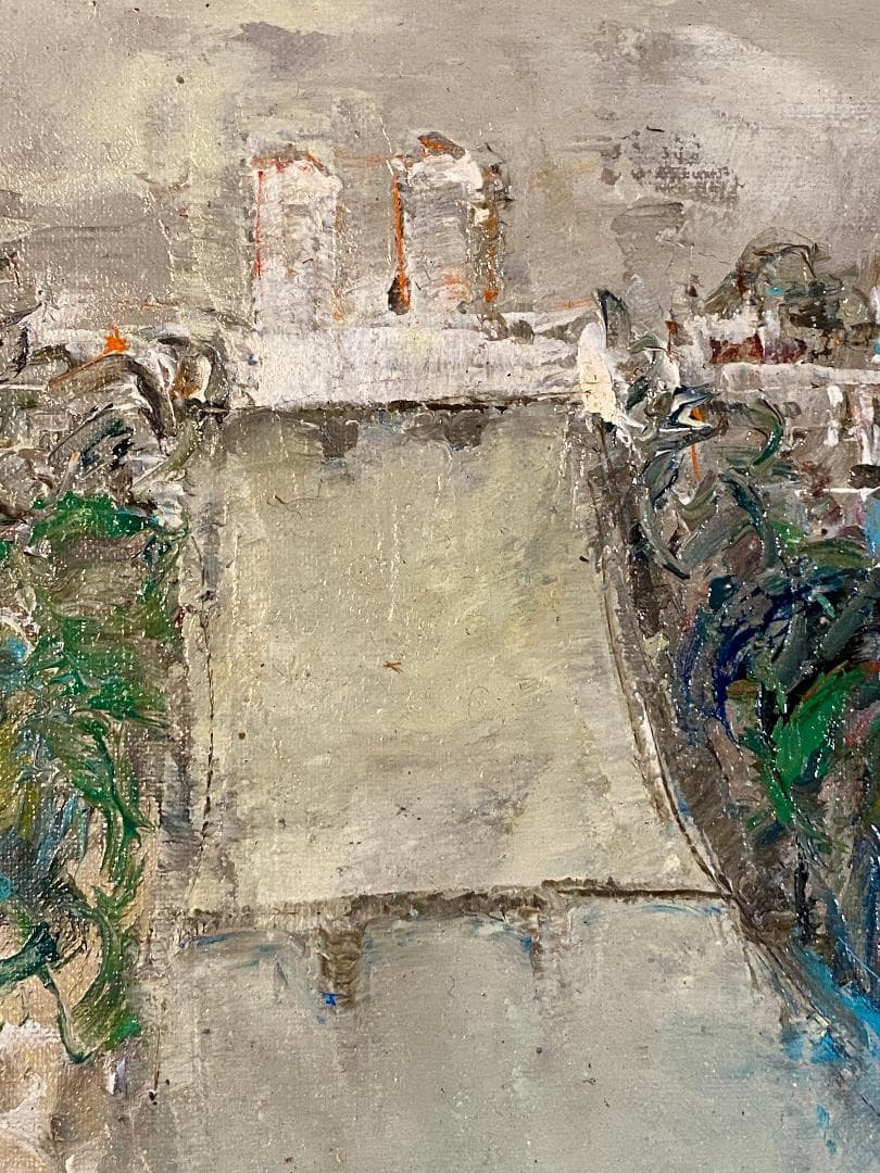 「真作」住田昭「PARIS」風景画　油彩画　額装　サイン有り　F6号