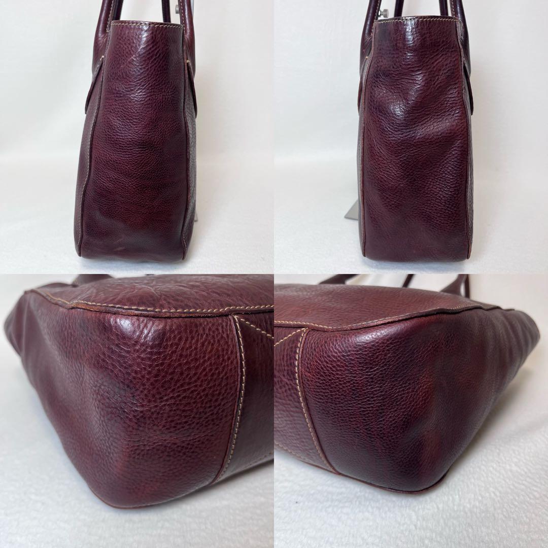 genten 工具刻印 レザートートバッグ 本革 大容量 A4収納 ポーチ付き