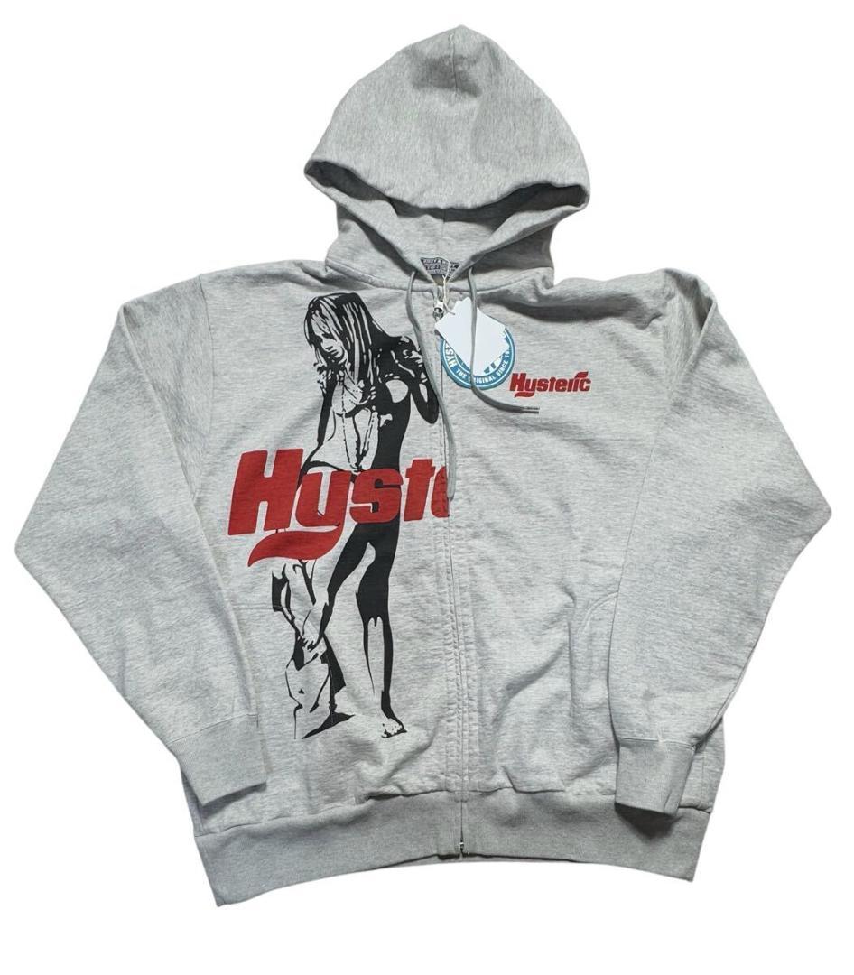 ヒステリックグラマー ガールプリント ジップアップパーカー グレー XL