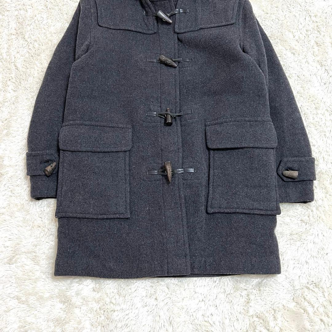 Burberryバーバリー ダッフルコート チェック レザー トグル グレー M