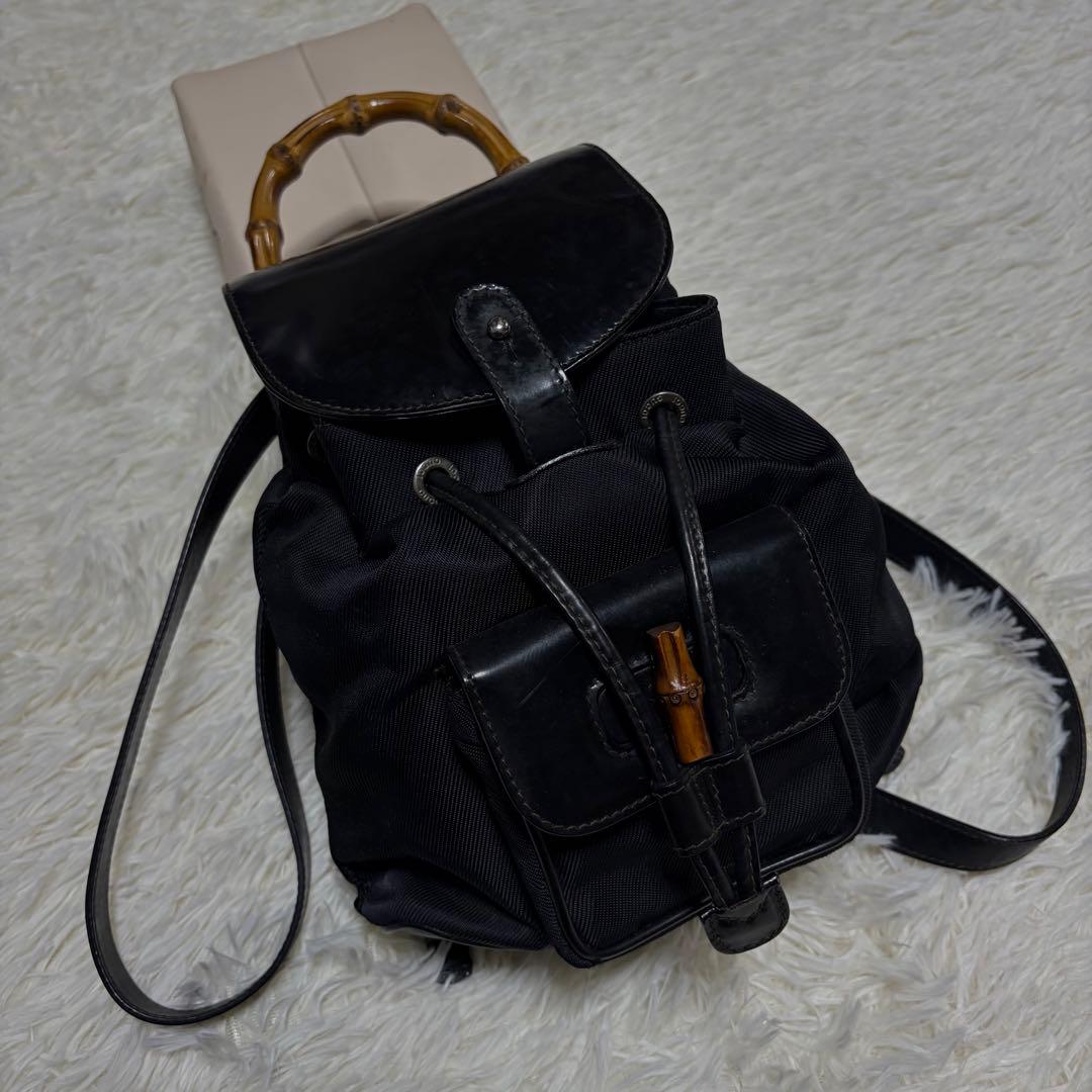 希少✨ GUCCI グッチ バンブー レザー ミニリュック ブラック - メルカリ