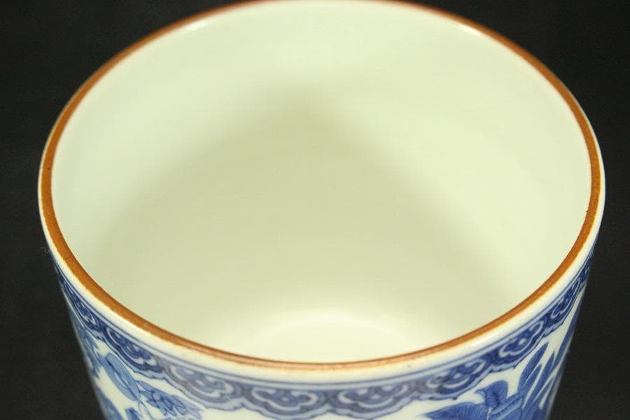 中国美術 碗 人物風景文様 染付(メ1708)