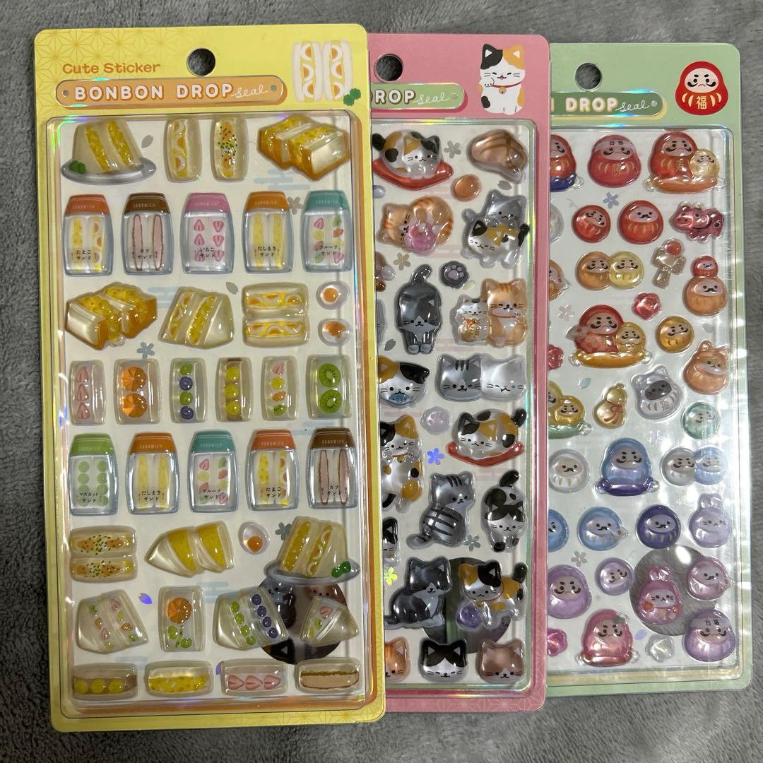 ボンボンドロップシール和柄3点セット たまごサンド 猫 だるま - メルカリ