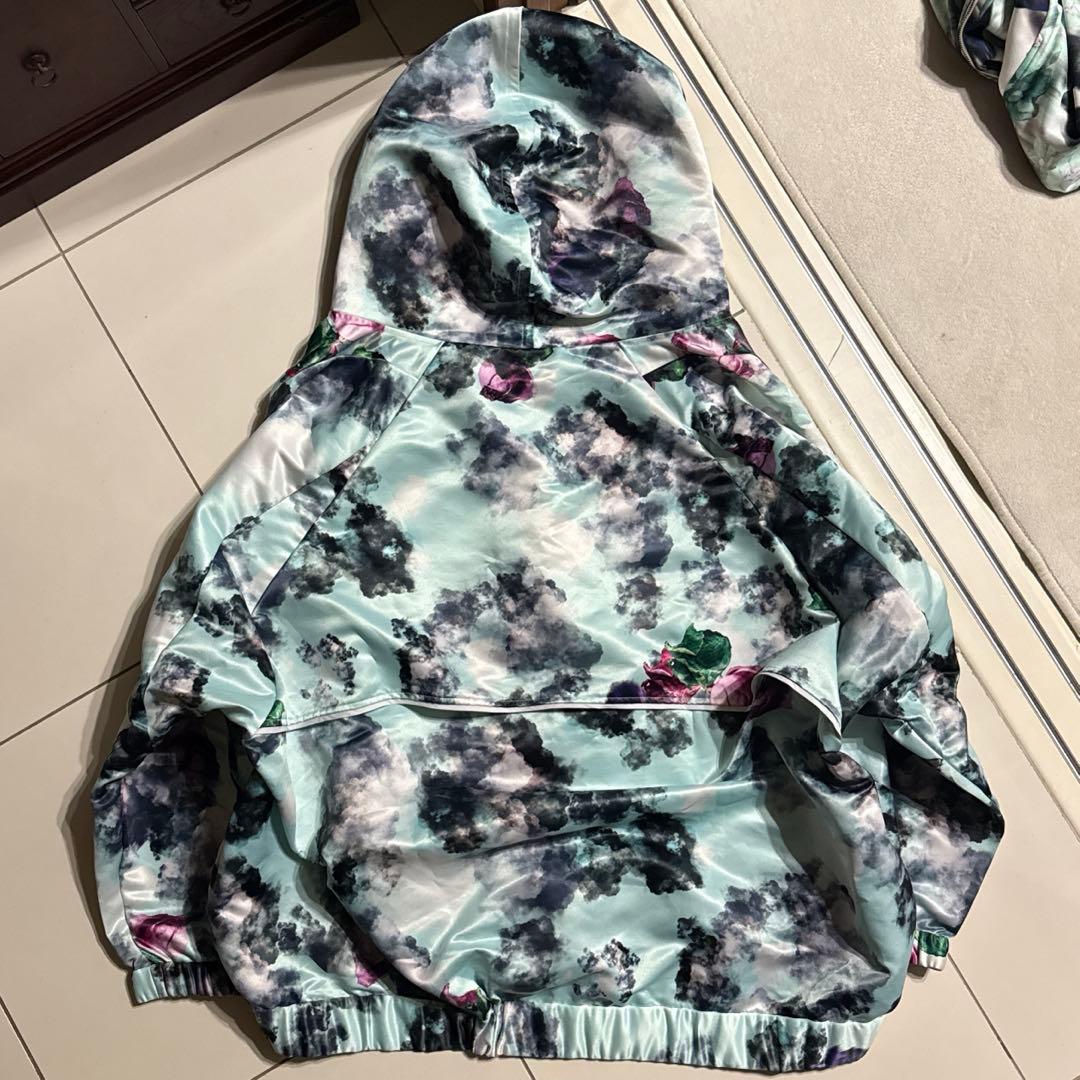 BALMUNG グラフィックビッグパーカー アイスグリーン 総柄 リブ