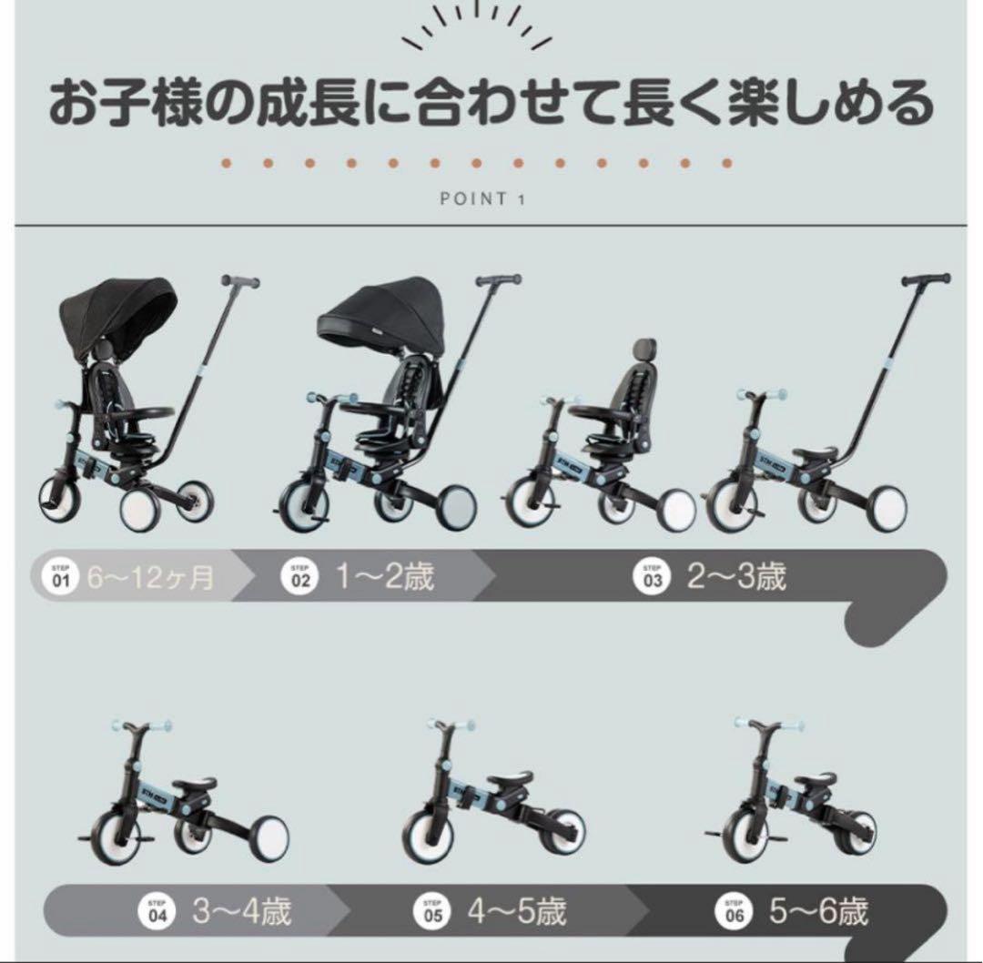 美品　BTM三輪車　人気7in1 ホワイト　調節可能6ヶ月〜6歳