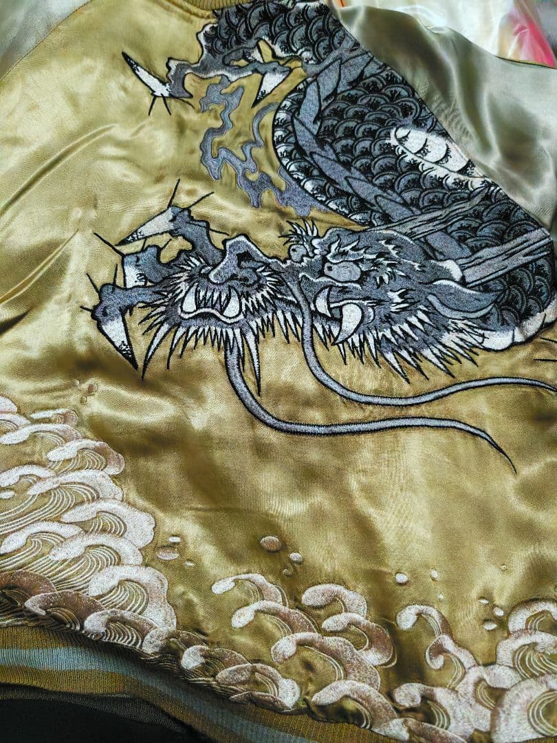 百花繚乱 美品 日本 限定 スカジャン 大龍刺繍 vintage 2面使う - メルカリ
