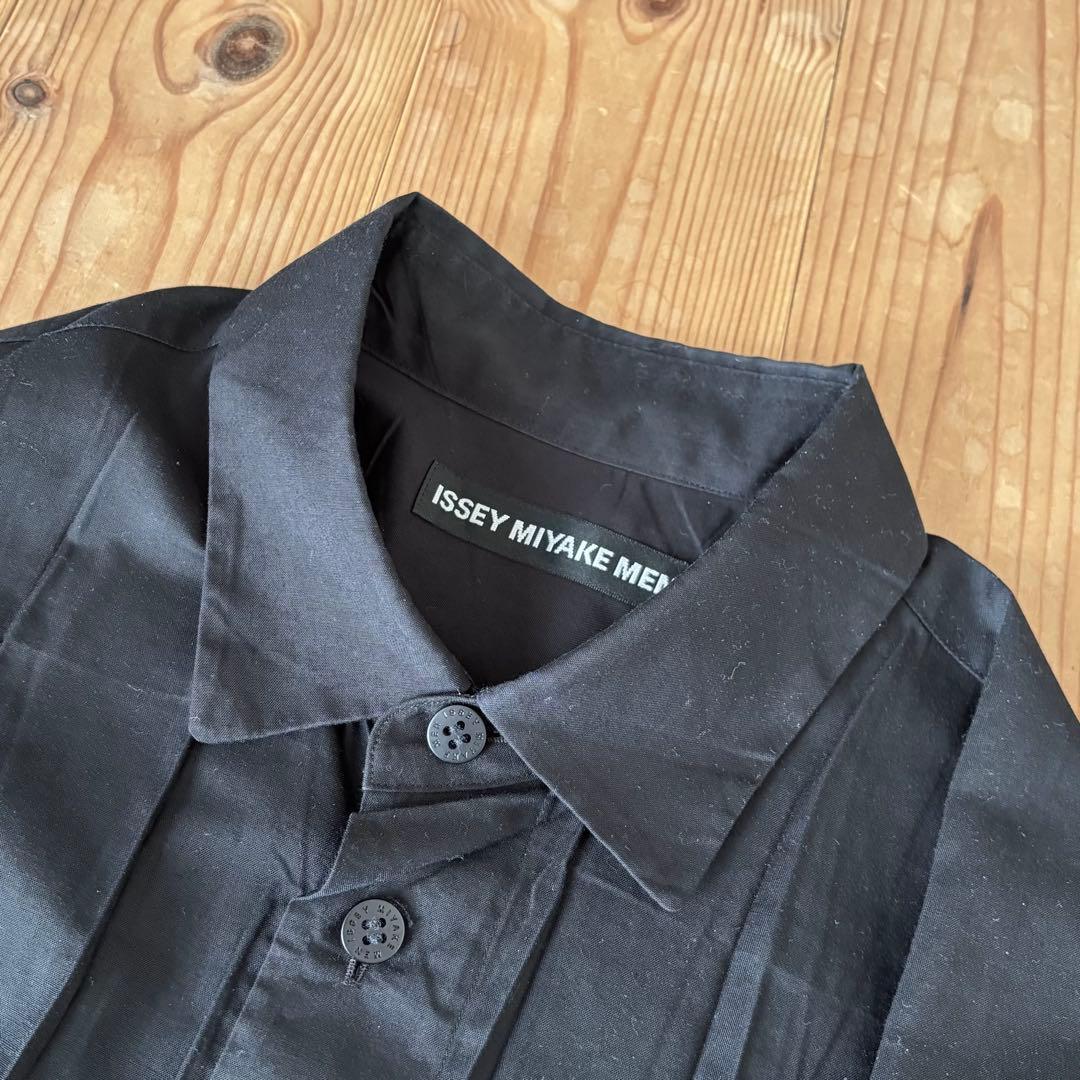 ISSEY MIYAKE MEN プリーツ シワ加工 シャツ ブラック - メルカリ