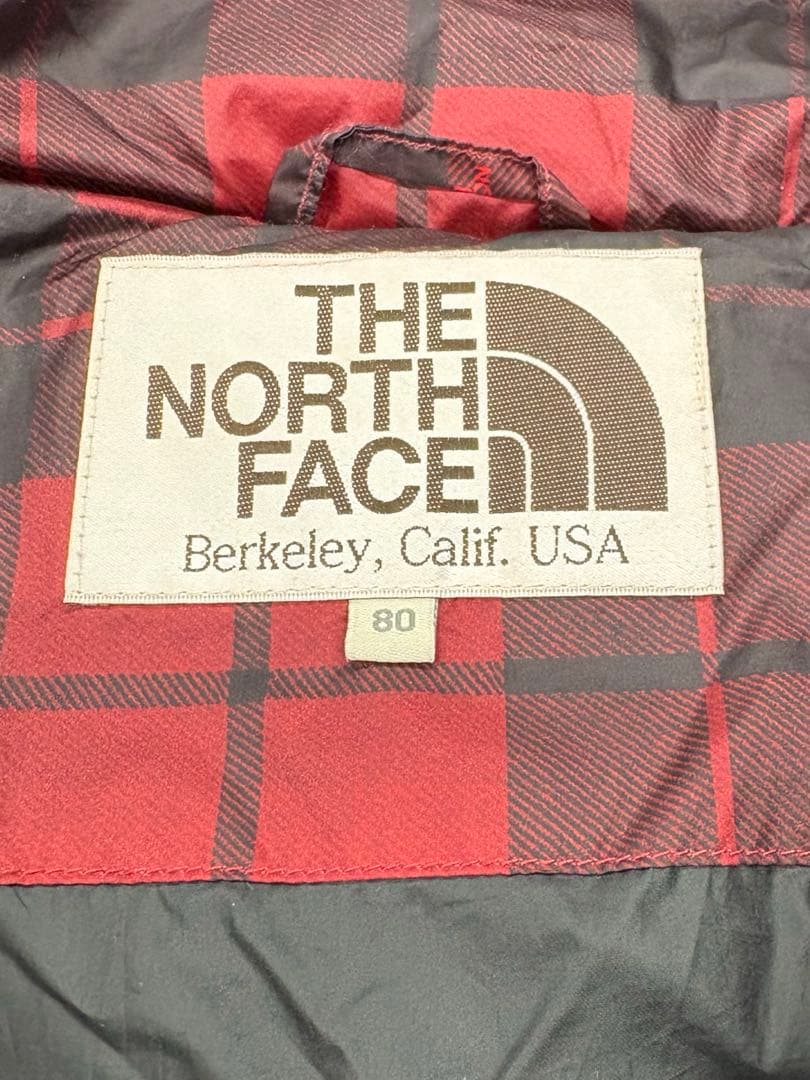 THE NORTH FACE ダウンジャケット レディース80S赤・黒チェック - メルカリ