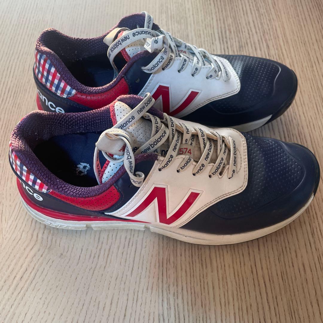 今*ん様 New Balance 574 ゴルフシューズ ネイビー - メルカリ