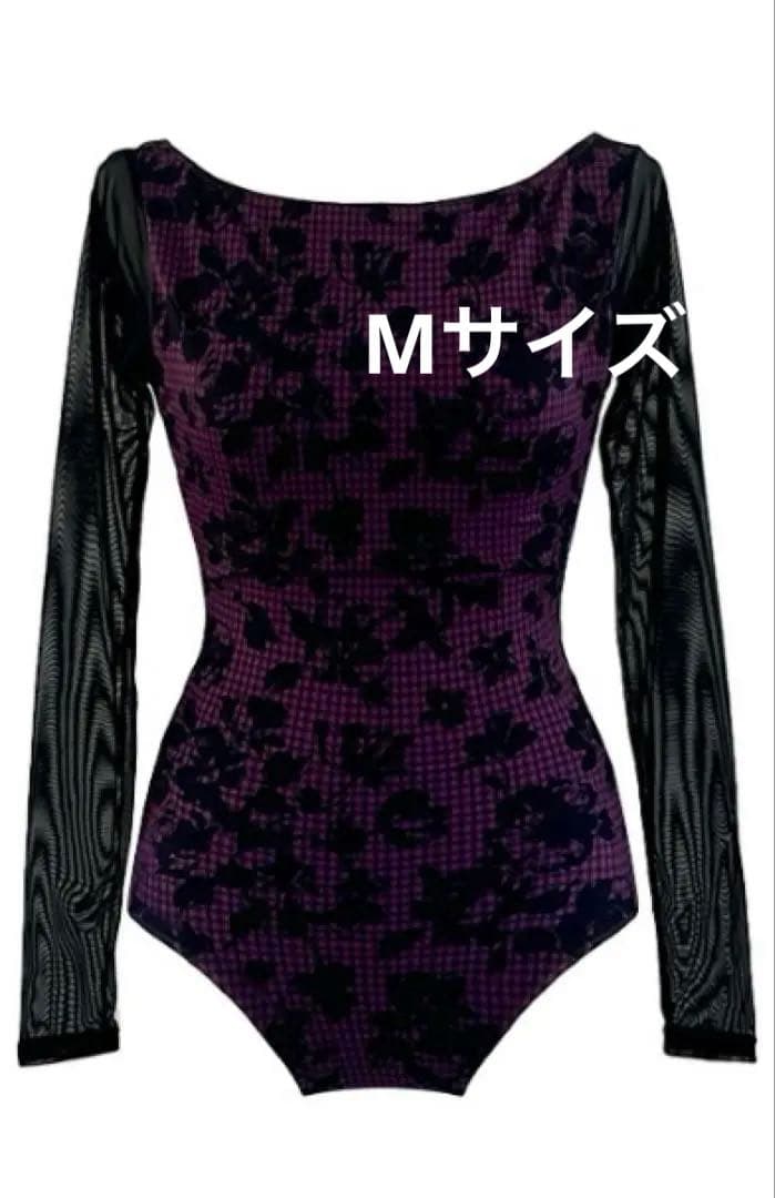 ［新品］stina レオタードMサイズ stina / type N back ribbon / lace flower sapphire blue / kids / girl