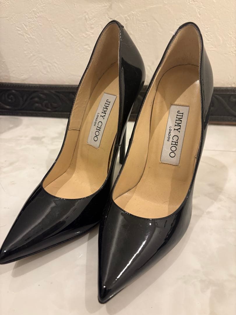 ジミーチュウ　パンプス Bing Pump Flat | Latte/シルバー グリッターレザー・フラットシューズ