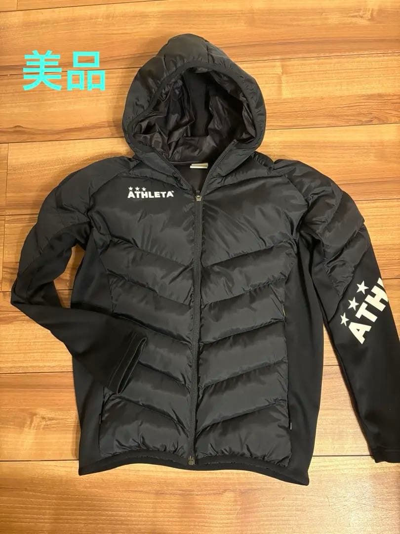 美品】ATHLETA フード付きダウンジャケット 黒 キッズ ジュニア 150