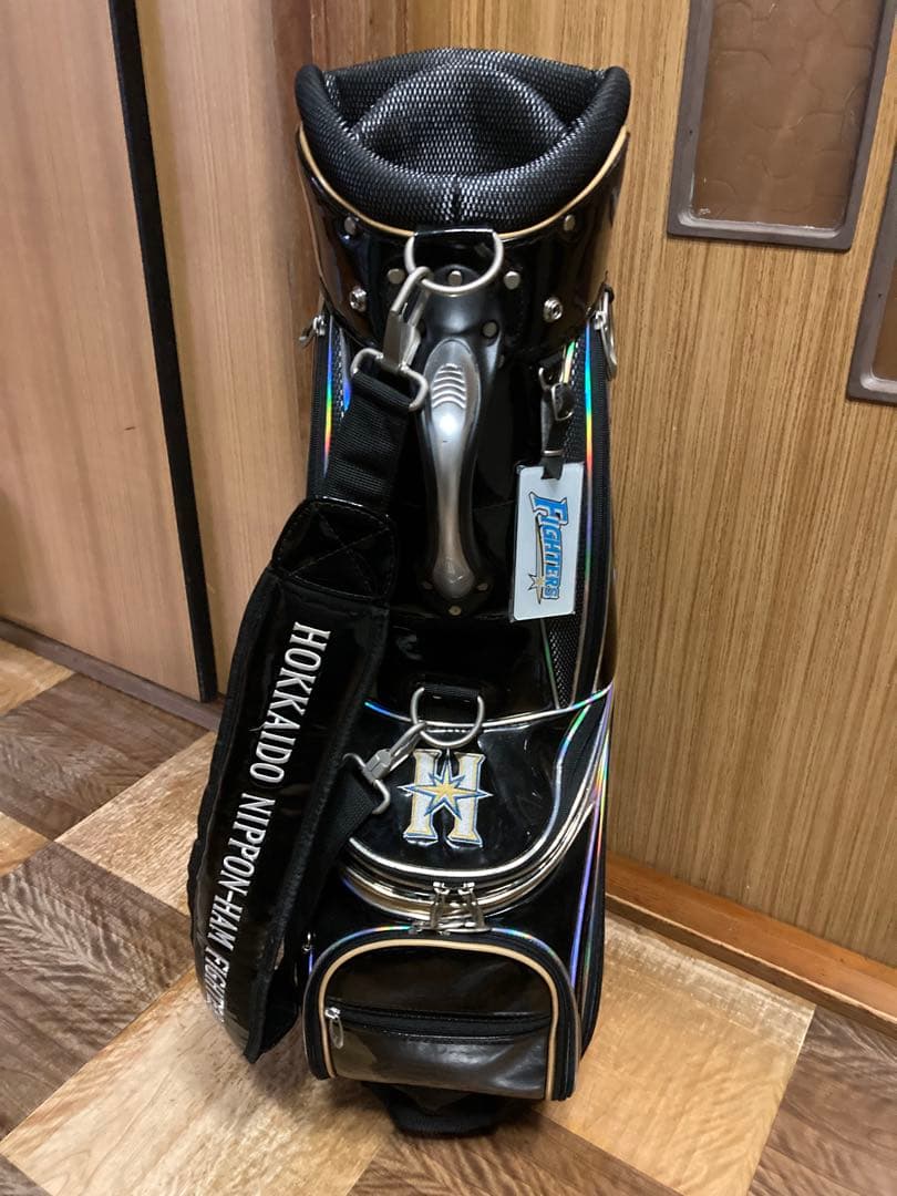 《希少美品》北海道ニッポンハムファイターズキャディーバッグ　ブラックエナメル