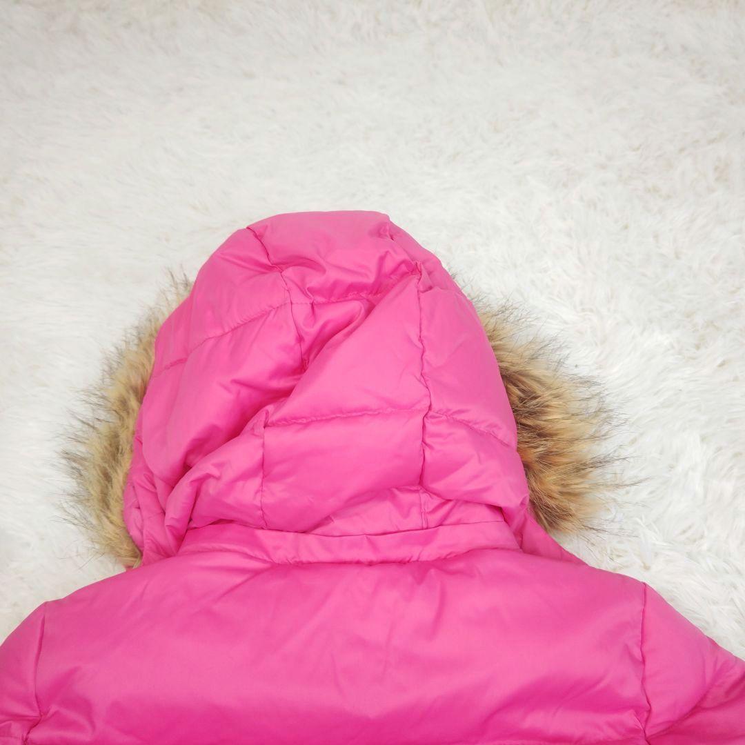 トミー ガール ダウン ジャケット ファー フード タグ ピンク ロゴ S