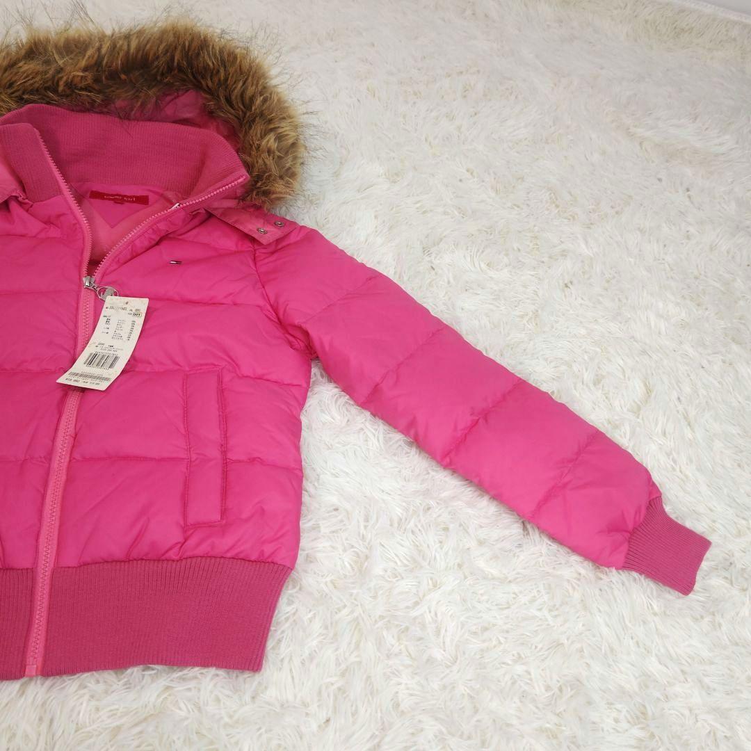 トミー ガール ダウン ジャケット ファー フード タグ ピンク ロゴ S