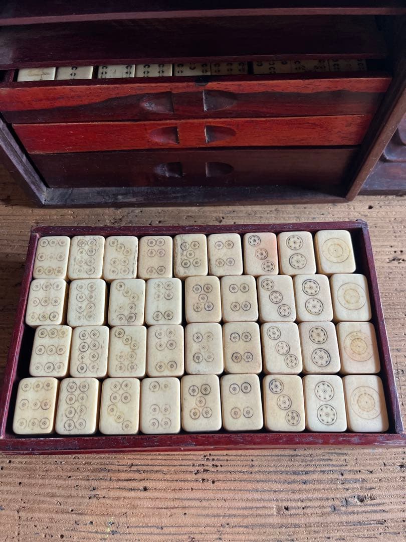 麻雀牌セット　木箱付き　骨董 中国製
