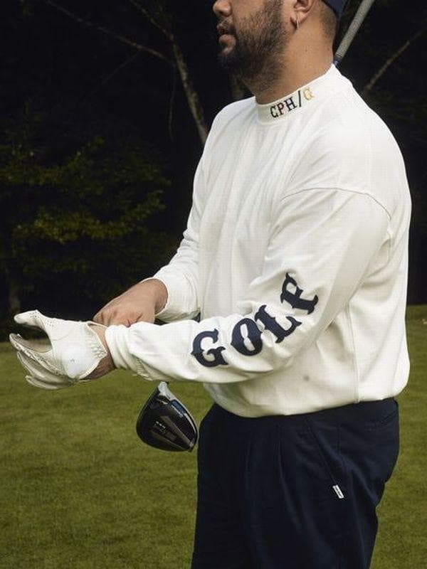 XL 25AW キャプテンズヘルム ゴルフ 長袖 モックネック Tシャツ 白/紺