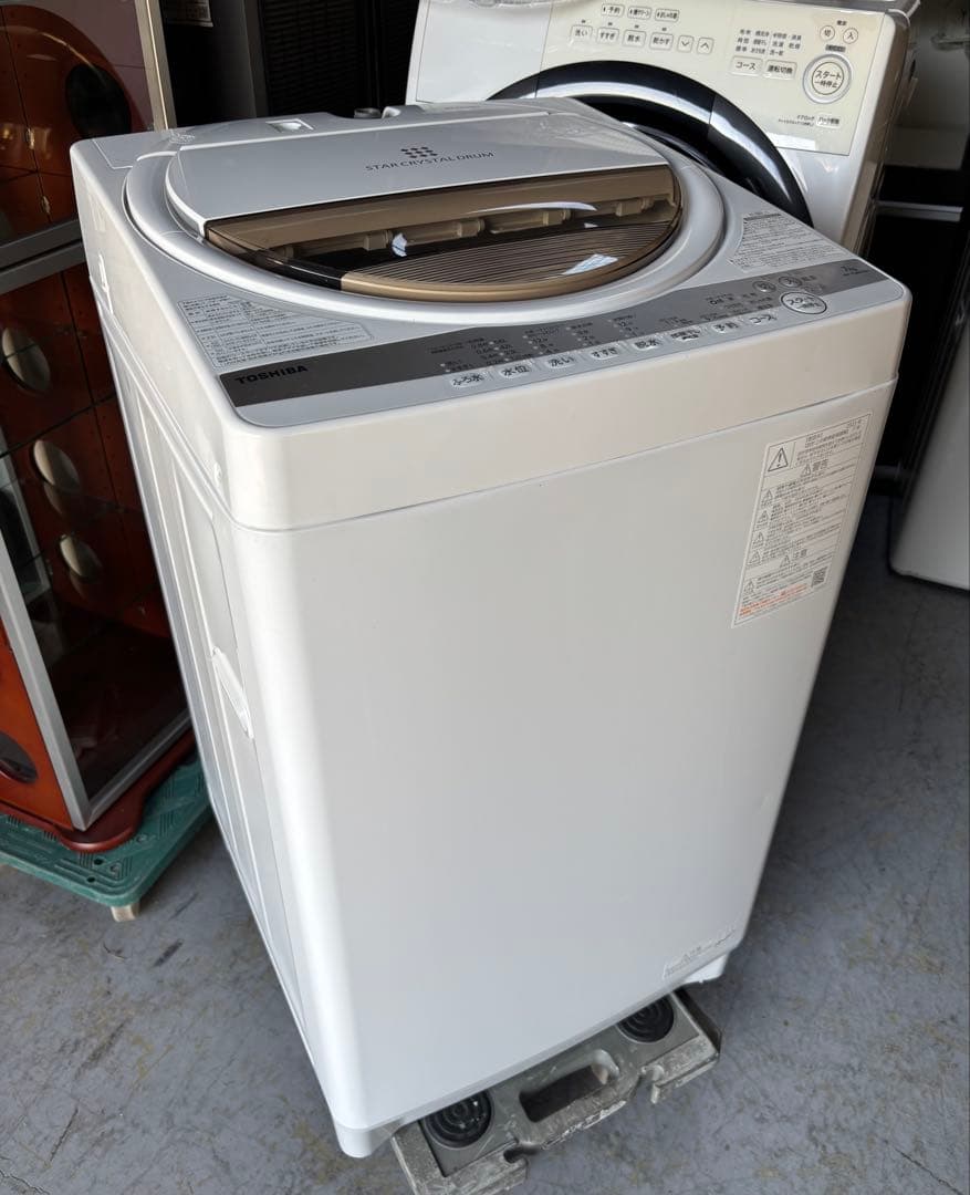 TOSHIBA 東芝 7Kg 洗濯機2022年製 分解クリーニングUsed/美品 ZABOON 東芝 全自動洗濯機 7kg AW-7D7-W 徹底分解クリーニング済み