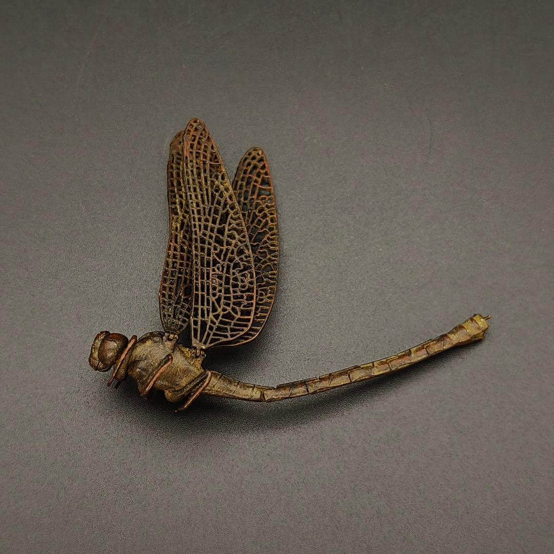 H*T様 銅製置物 勝虫 蜻蛉 トンボ 雨宮宗作 関節可動 金工品 茶道具