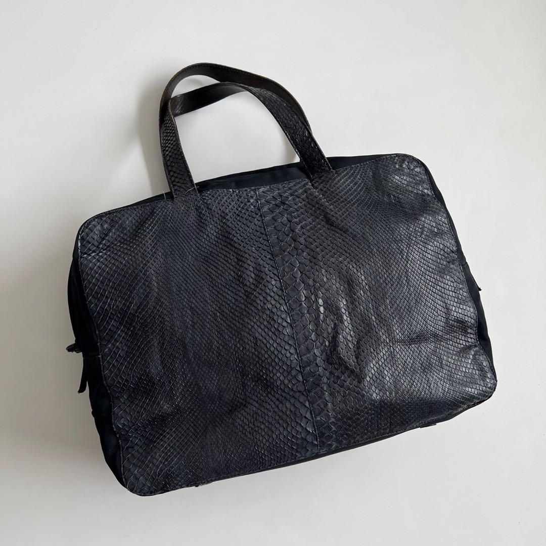 PRADA PYTHON MINI BOSTON TOTE HAND BAG