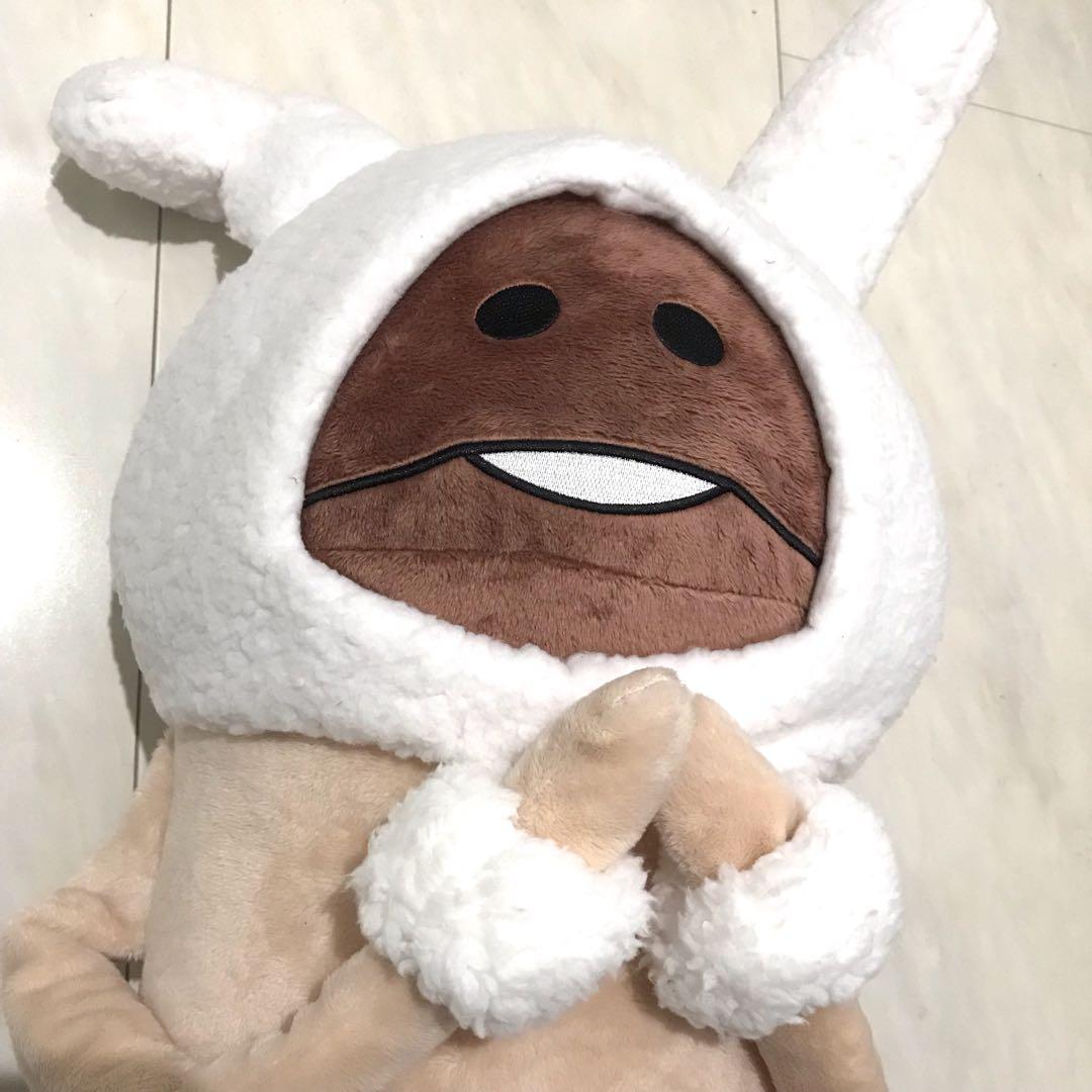 【送料込】白ウサギなめこ 筒型クッション 抱き枕 ぬいぐるみ なめこ栽培キット