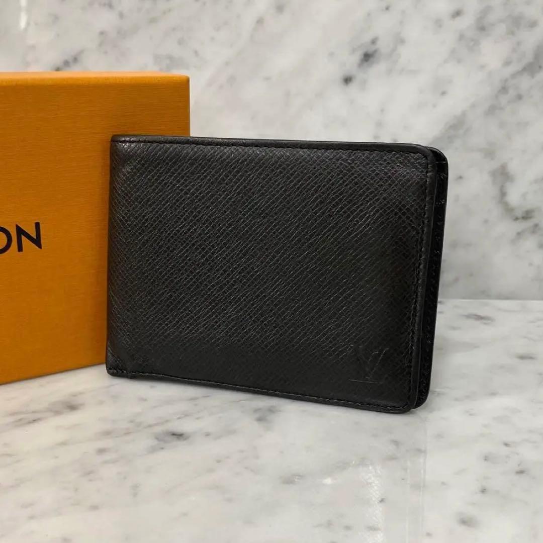 LOUIS VUITTON ルイヴィトン タイガ 二つ折り財布 ブラック 黒 - メルカリ