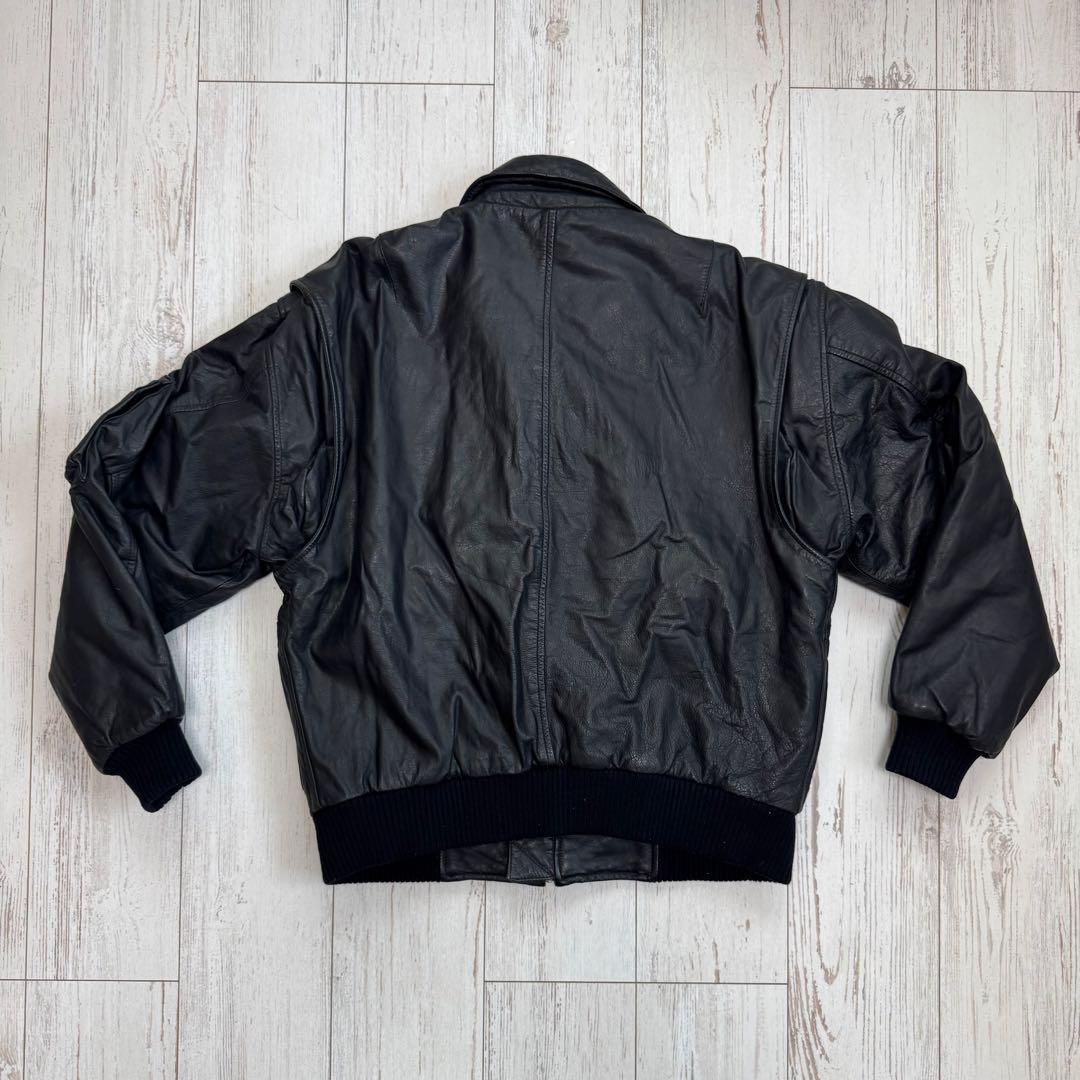 Steiner ヴィンテージ 本革 レザー MA-1 フライトジャケット L 黒 本革