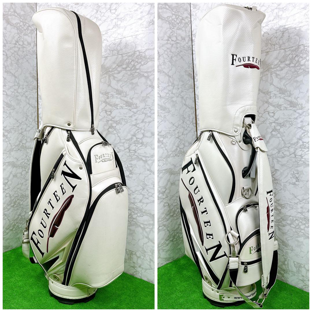 良品】フォーティーン 3点式 カート型 キャディバッグ ホワイト 9型