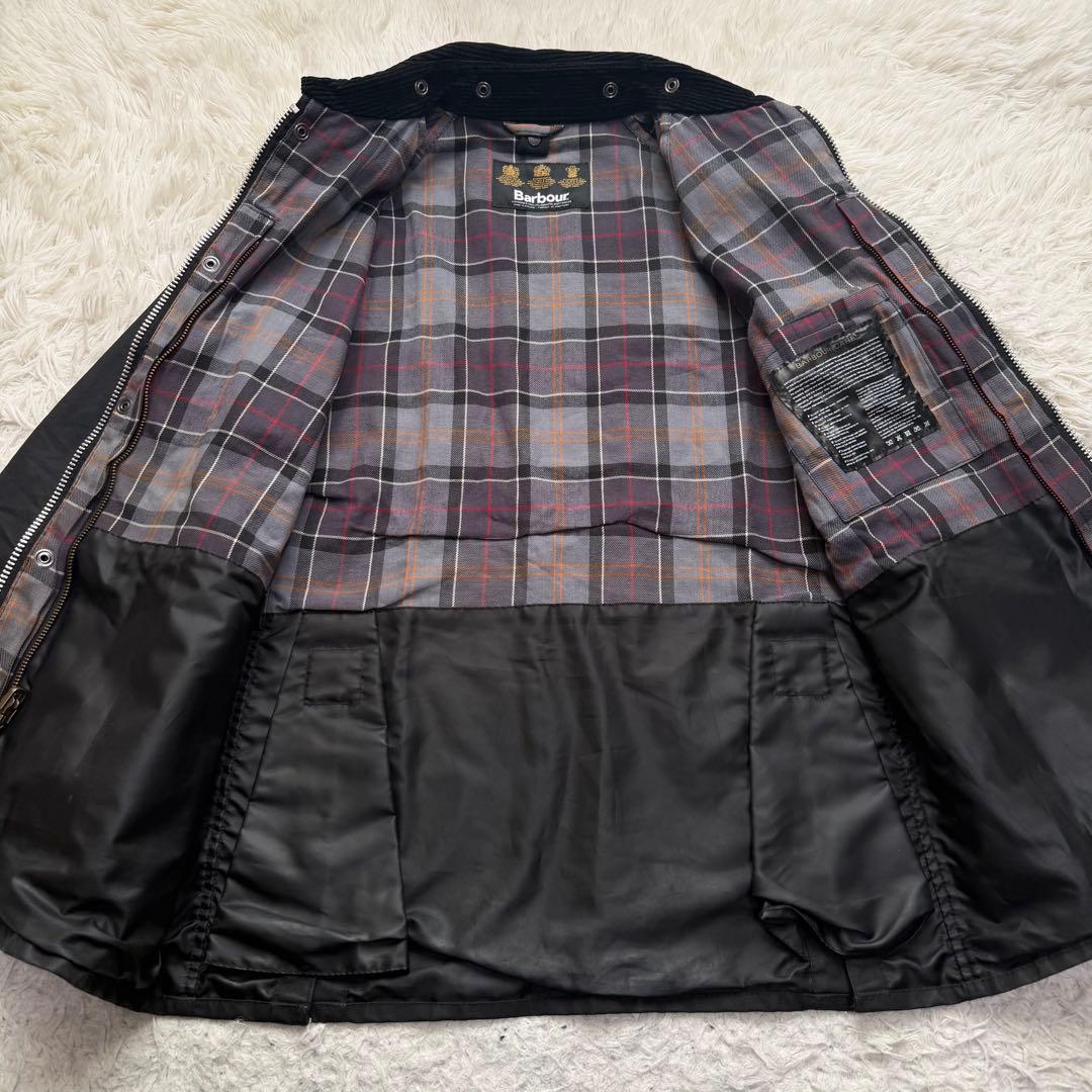 近年美品 バブアー スリムビデイル ワックスジャケット ブラック 袖