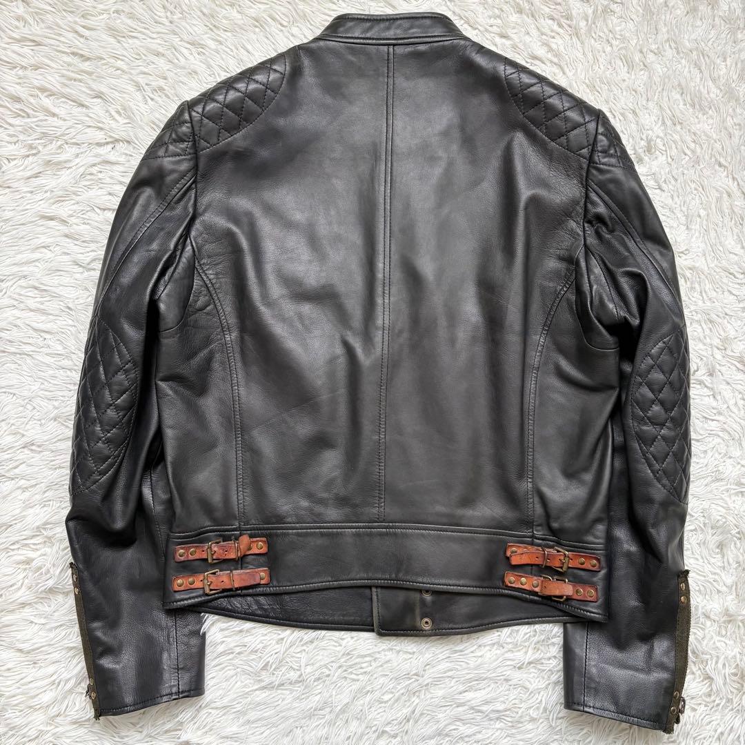 Paul Smith ポールスミス ライダースジャケット キルティング 羊革 黒