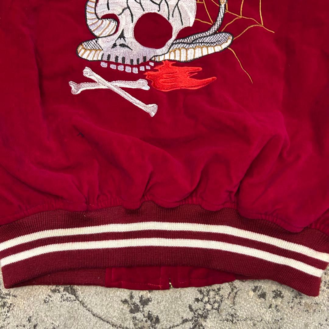 90S 別珍 SHOOT ONE ドクロ刺繍 スカジャン Мサイズ 赤 - メルカリ