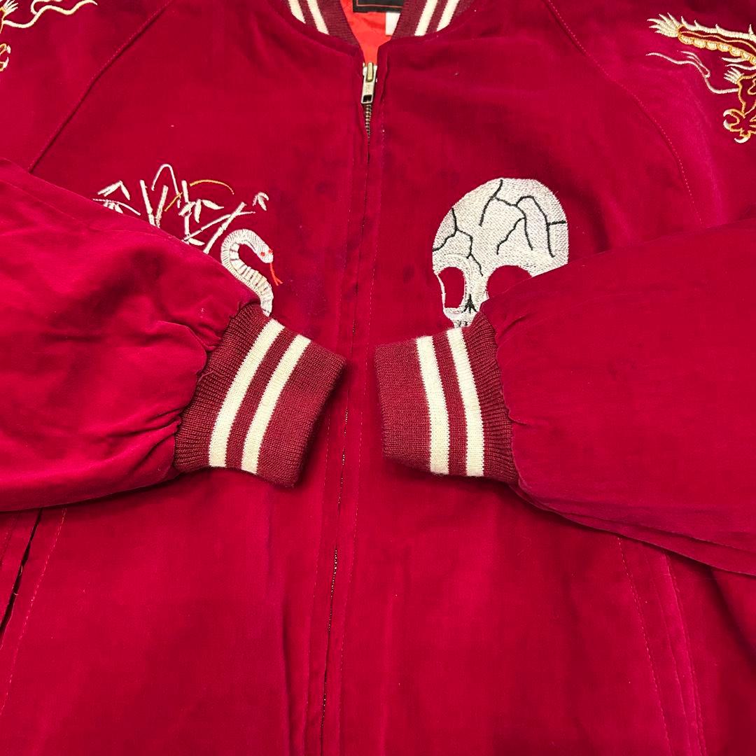 90S 別珍 SHOOT ONE ドクロ刺繍 スカジャン Мサイズ 赤 - メルカリ