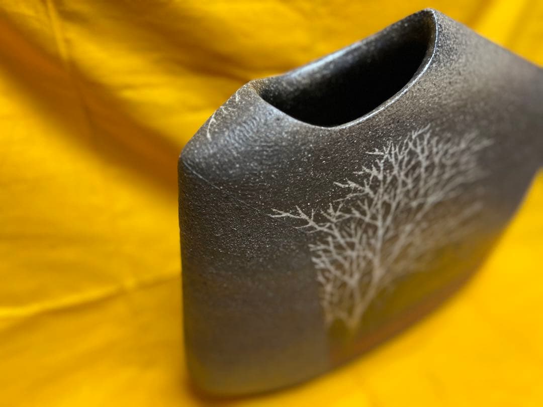 佐伯守美 益子焼 象嵌樹林文扁壺 共箱 - メルカリ