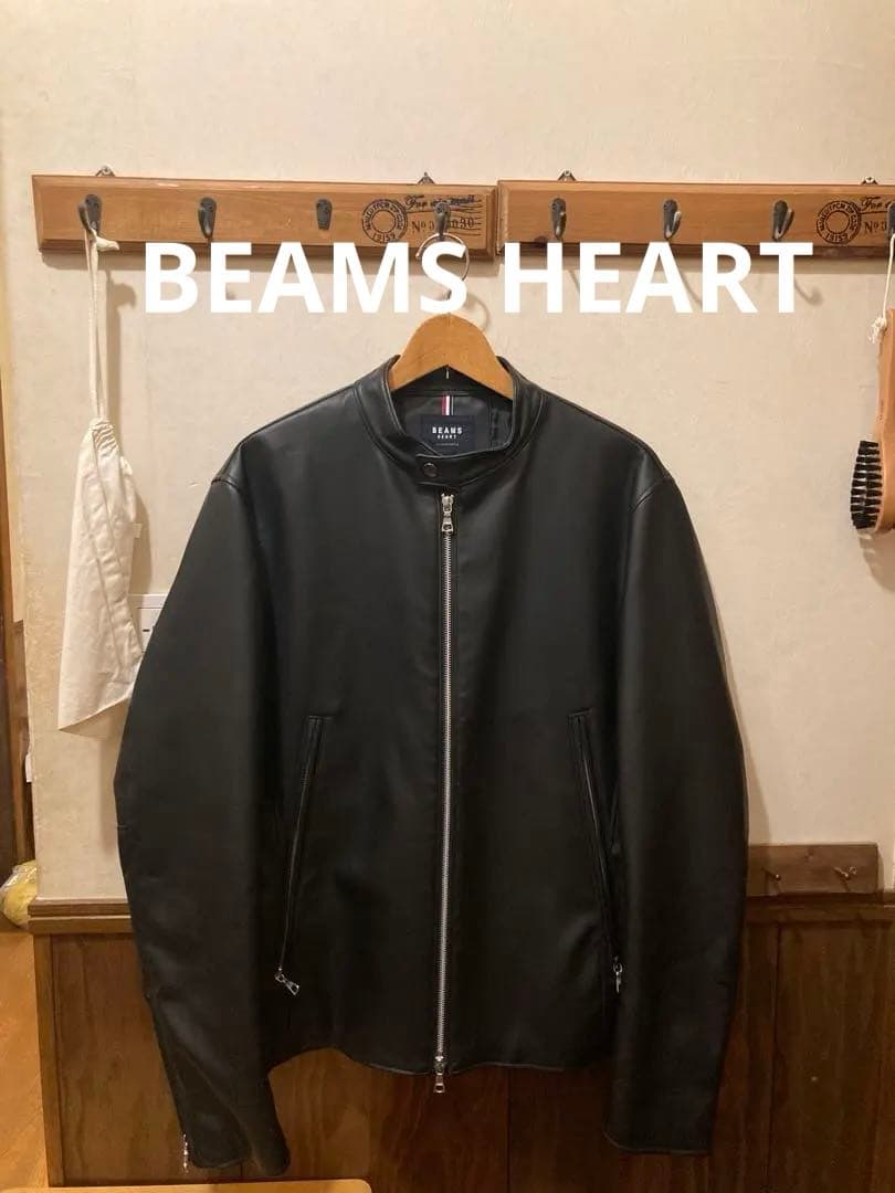 チャス様⭐︎ 美品　BEAMS HEART シングルライダースジャケット XL スエードとライダースのコンビネーション♪｜ビームス アウトレット