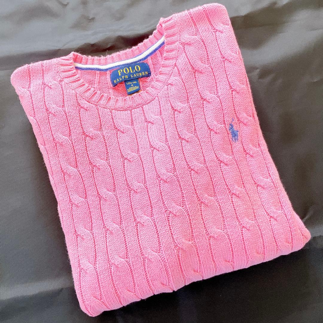 美品✨ポロラルフローレン 大きめLサイズ ピンク ケーブルニット セーター 長袖 美品 ポロラルフローレン ケーブルニット ピンク コットン S - メルカリ
