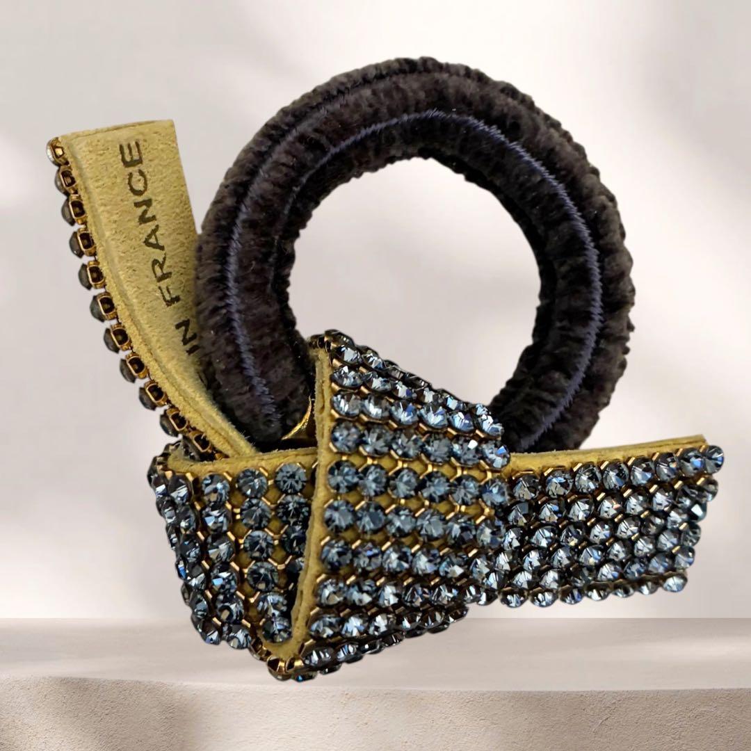 美品 acca アッカ ヘアゴム ラインストーン ドレスポニー ブリジット